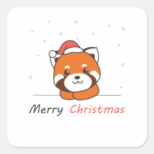 Red Panda Christmas Snow Winter Animals Pandas Square Sticker