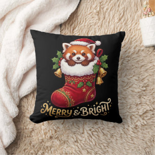 Red Panda Christmas Stocking Merry & Bright Cushion