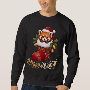 Red Panda Christmas Stocking Merry & Bright Sweatshirt