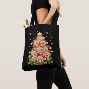 Red Panda Christmas Tree Animal Xmas Light Holiday Tote Bag