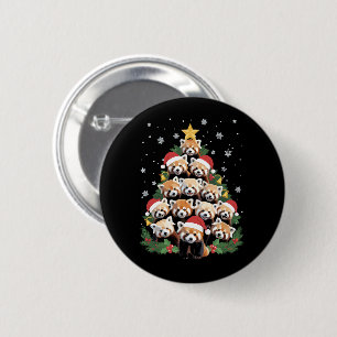 Red Panda Christmas Tree Funny Animal 6 Cm Round Badge