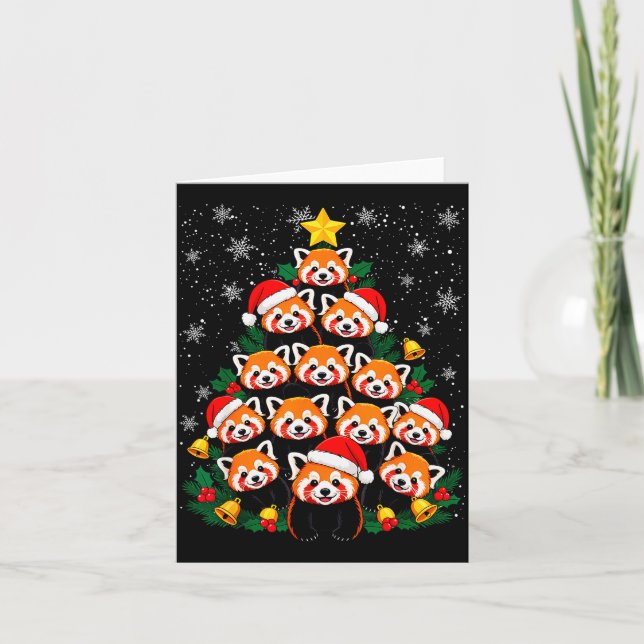 Red Panda Christmas Tree Funny Animal  Card (Front)