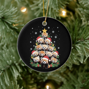 Red Panda Christmas Tree Funny Animal Ceramic Tree Decoration