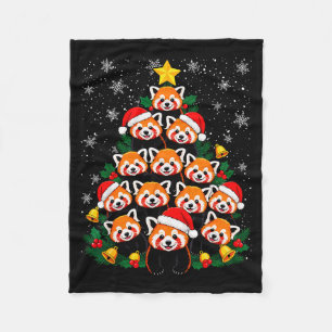 Red Panda Christmas Tree Funny Animal Fleece Blanket