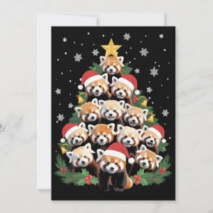 Red Panda Christmas Tree Funny Animal Holiday Card