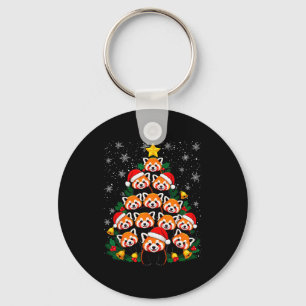 Red Panda Christmas Tree Funny Animal Key Ring