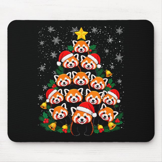 Red Panda Christmas Tree Funny Animal  Mouse Mat (Front)