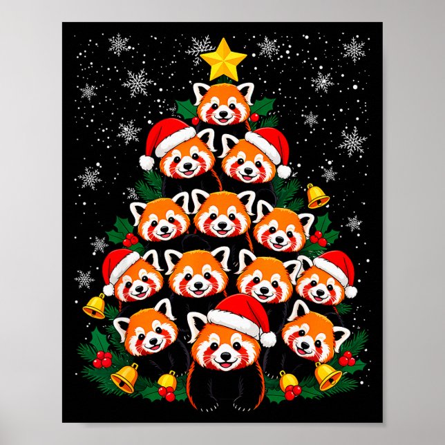 Red Panda Christmas Tree Funny Animal  Poster (Front)