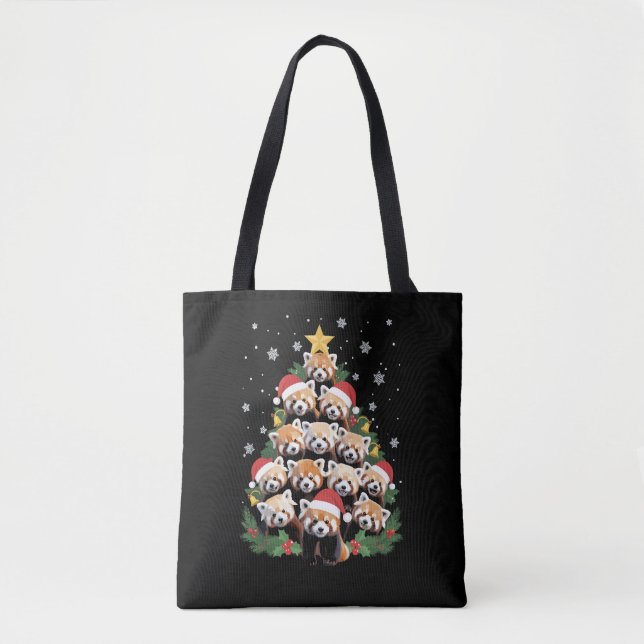 Red Panda Christmas Tree Funny Animal  Tote Bag (Front)