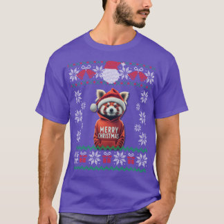 Red Panda Christmas Ugly Design Merry Xmas family T-Shirt