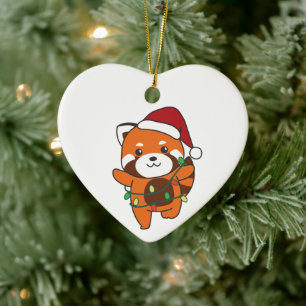 Red Panda Christmas Winter Animals Red Pandas Cera Ceramic Tree Decoration