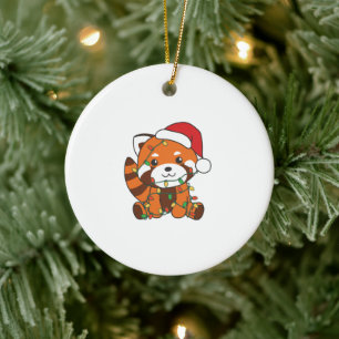 Red Panda Christmas Winter Animals Red Pandas Ceramic Tree Decoration