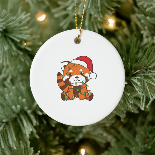 Red Panda Christmas Winter Animals Red Pandas Ceramic Tree Decoration (Tree)
