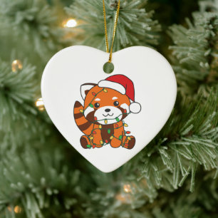 Red Panda Christmas Winter Animals Red Pandas Ceramic Tree Decoration