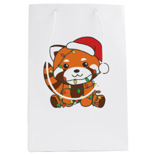 Red Panda Christmas Winter Animals Red Pandas Medium Gift Bag