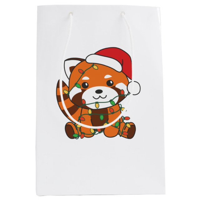 Red Panda Christmas Winter Animals Red Pandas Medium Gift Bag (Front)