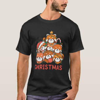 Red Panda Christmasree Merry Christmas funny T-Shirt