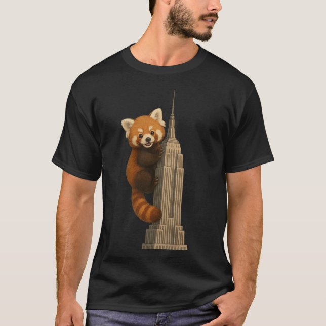 Red Panda climbing the Empire State Building T-Shirt (Front)