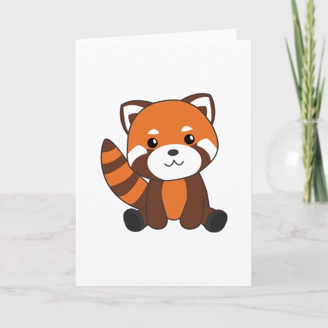 Red Panda Cute Animals For Kids Kawaii Card (Front)