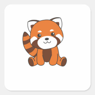 Red Panda Cute Animals For Kids Kawaii Square Sticker