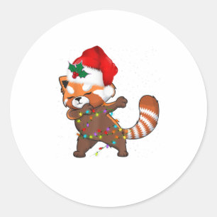 Red Panda Dabbing Xmas Christmas Classic Round Sticker