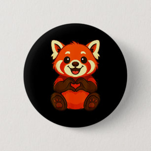 Red Panda Doing Heart With Hands Valentines Day 6 Cm Round Badge
