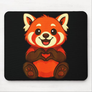 Red Panda Doing Heart With Hands Valentines Day Mouse Mat