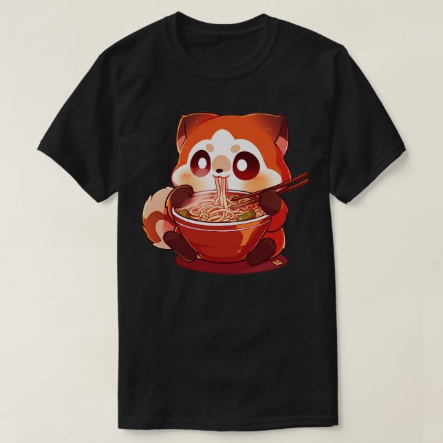 Red panda eating ramen 1 T-Shirt (Design Front)