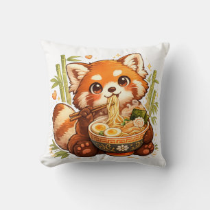 Red Panda Eating Ramen – Cute Cosy Noodle Lover Cushion