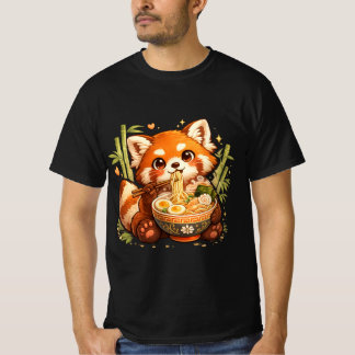 Red Panda Eating Ramen – Cute Cosy Noodle Lover T-Shirt