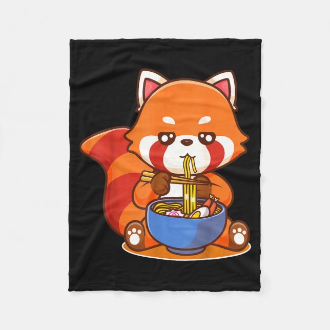 Red Panda Eating Ramen Japanese Soup Zoo Animal Zo Fleece Blanket (Front)