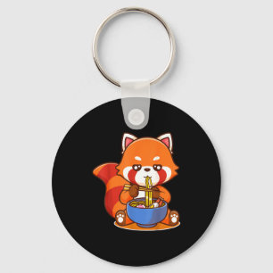 Red Panda Eating Ramen Japanese Soup Zoo Animal Zo Key Ring