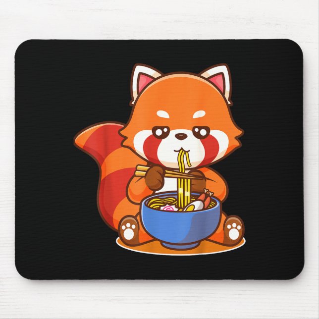 Red Panda Eating Ramen Japanese Soup Zoo Animal Zo Mouse Mat (Front)