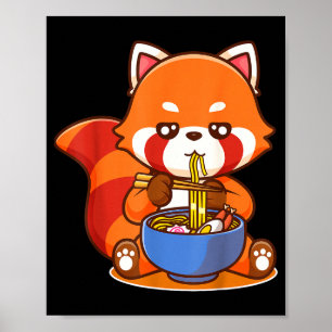 Red Panda Eating Ramen Japanese Soup Zoo Animal Zo Poster