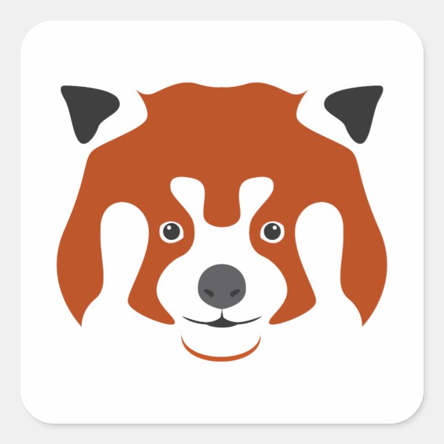 RED PANDA FACE SQUARE STICKER (Front)