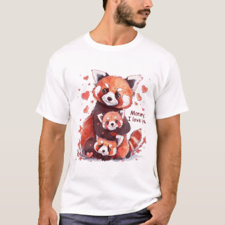 Red Panda Family: Mummy, I Love You T-Shirt