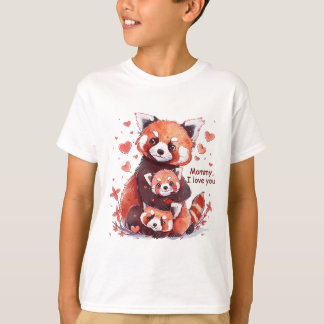 Red Panda Family: Mummy, I Love You T-Shirt
