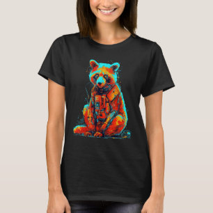 Red Panda Fantasy Artwork Robot Animal Motif Red P T-Shirt