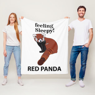 Red Panda Feeling Sleepy Funny Red Panda Fleece Blanket