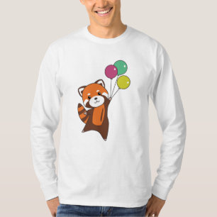 Red Panda Flies Balloons Cute Animals For Kids T-Shirt