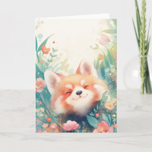 Red Panda Floral Playground Card