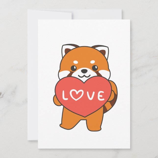 Red Panda For Valentine's Day Cute Animals Heart H Holiday Card (Front)