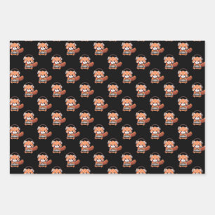 Red Panda Gamer Wrapping Paper Sheet