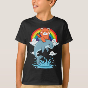 Red Panda Gifts Kids Kawaii Red Panda Dolphin T-Shirt