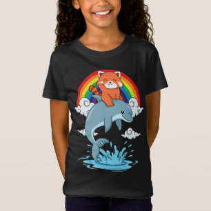 Red Panda Gifts Kids Kawaii Red Panda Dolphin T-Shirt