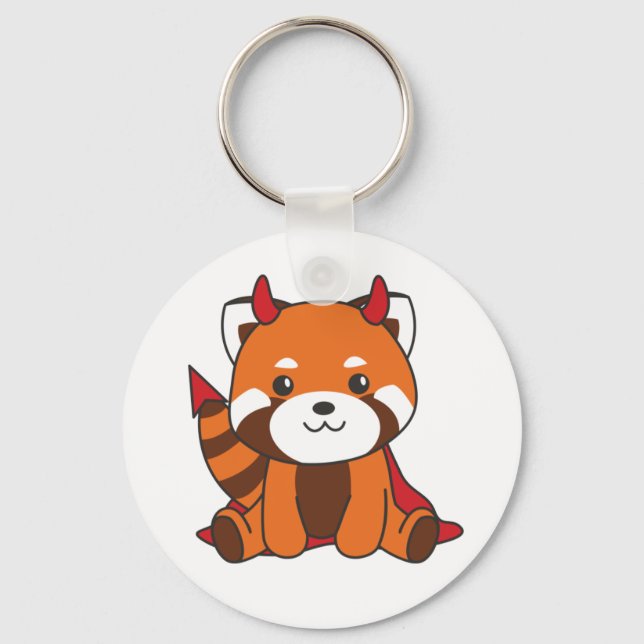 Red Panda Halloween Cute Devil Witch Costume Keych Key Ring (Front)