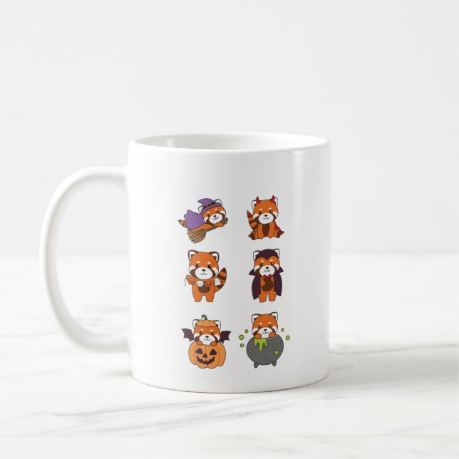 Red Panda Halloween Devil Pumpkin Vampire Costume Coffee Mug (Left)