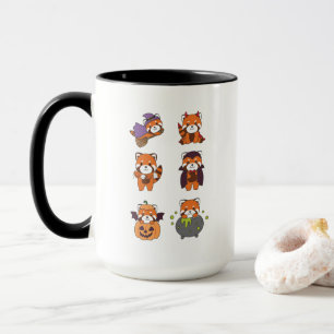 Red Panda Halloween Devil Pumpkin Vampire Costume Mug