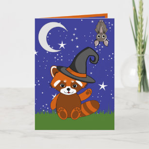 Red Panda Halloween Folded Greeting Card