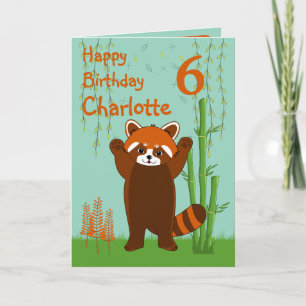Red Panda Happy Birthday Age Folded Greeting Card